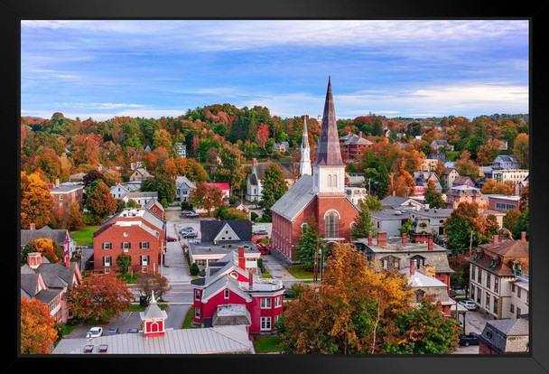 Autumn Scene Montpelier Vermont Skyline II Photo Photograph Art Print Stand or Hang Wood Frame Display Poster Print 13x9