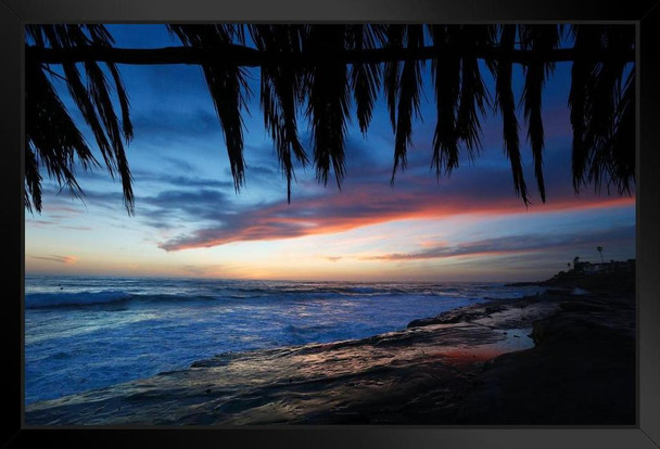 Sunset at Windansea Beach La Jolla San Diego California Photo Photograph Art Print Stand or Hang Wood Frame Display Poster Print 13x9