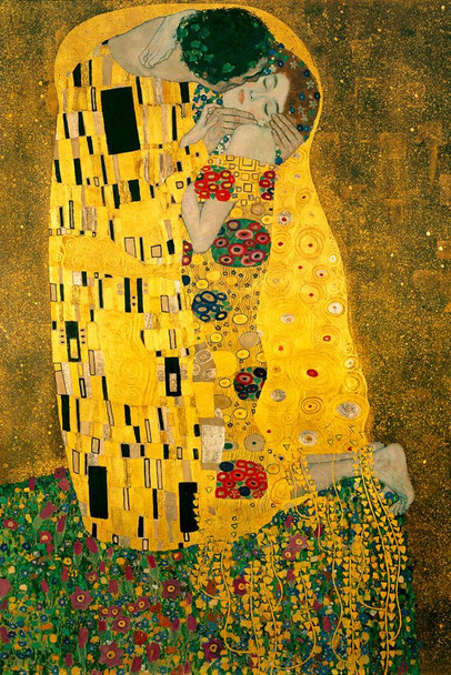 Gustav Klimt The Kiss 1908 Austrian Symbolist Painter Golden Period Art Nouveau Print Stretched Canvas Wall Art 16x24 inch