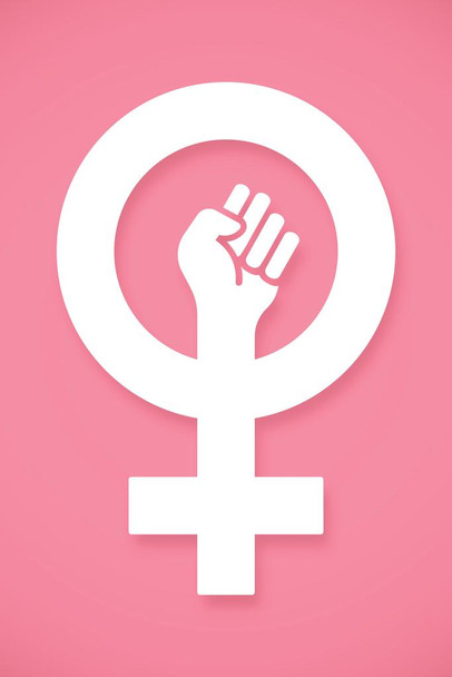 Feminist Female Empowerment Symbol Girl Power Fist Pink Sign Feminism Woman Women Rights Matricentric Empowering Equality Justice Freedom Stretched Canvas Art Wall Decor 16x24