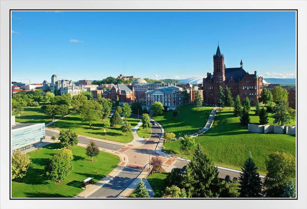 Syracuse University Campus with Crouse College Photo Photograph White Wood Framed Poster 20x14