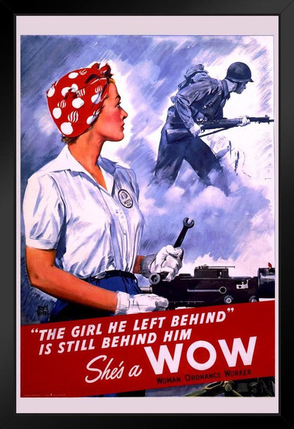 Shes a WOW World War II Retro Vintage WPA Art Project Art Print Stand or Hang Wood Frame Display Poster Print 9x13