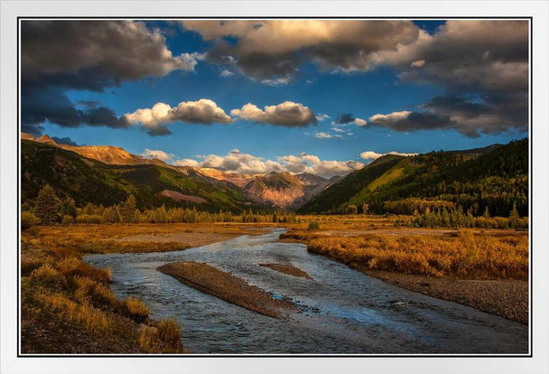 River Running Through Telluride Valley Colorado Photo Photograph White Wood Framed Poster 20x14