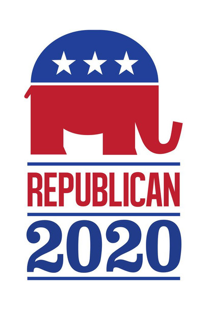 Vote Republican 2020 Elephant Logo White Stretched Canvas Art Wall Decor 16x24
