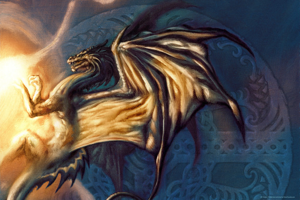Dragon Celtic Shield Flaming Cave by Ciruelo Fantasy Painting Gustavo Cabral Cool Wall Art Print Poster 12x18