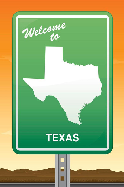 Welcome to Texas Road Sign Stretched Canvas Wall Art 16x24 inch
