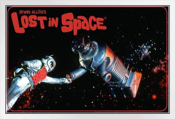 Lost In Space Robot In Space TV Show White Wood Framed Poster 14x20