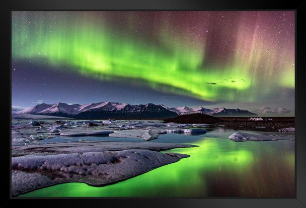 Aurora Borealis on Iceland Photo Photograph Art Print Stand or Hang Wood Frame Display Poster Print 13x9