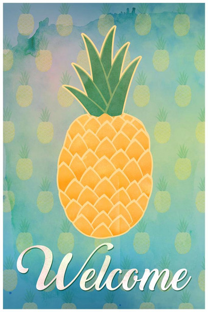 Welcome Pineapple Print Stretched Canvas Wall Art 16x24 inch