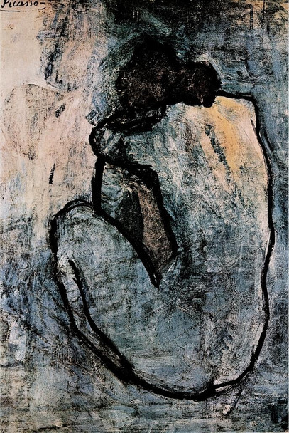 Pablo Picasso Blue Nude 1902 Painting Fine Art Artwork Artist In Mourning Somber Impressionist Painting Stretched Canvas Art Wall Decor 16x24