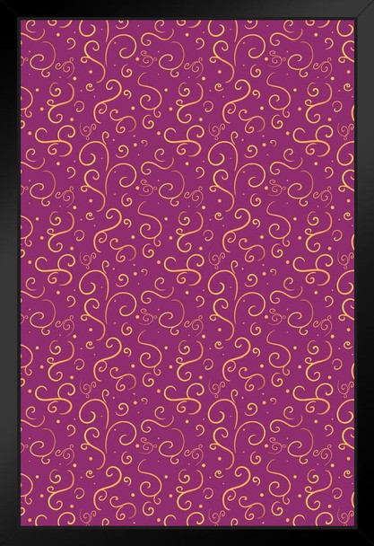 Magenta Gold Swirls Decorative Repeating Pattern Design by Rose Khan Art Print Stand or Hang Wood Frame Display Poster Print 9x13
