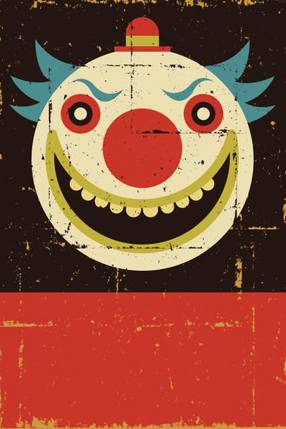 Evil Clown Face Retro Distressed Illustration Poster Sign  It Is Scary Clown Nose Teeth Spooky Cool Wall Decor Art Print Poster 12x18