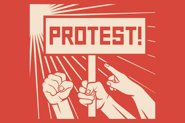 Protest Fight Resist People Demonstrating Sign Print Stretched Canvas Wall Art 24x16 inch