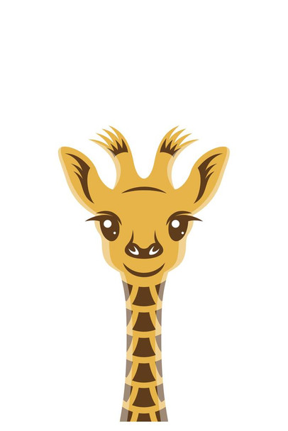 Baby Giraffe Cartoon Style Portrait Nursery Wall Art Cute Adorable Decoration For Girls Room For Boys Room Stretched Canvas Art Wall Decor 24x16