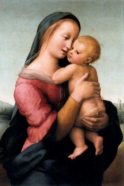 Raphael Madona Tempi Mother Baby Realism Romantic Artwork Raffaello Prints Biblical Drawings Portrait Painting Wall Art Renaissance Posters Canvas Art Stretched Canvas Art Wall Decor 16x24