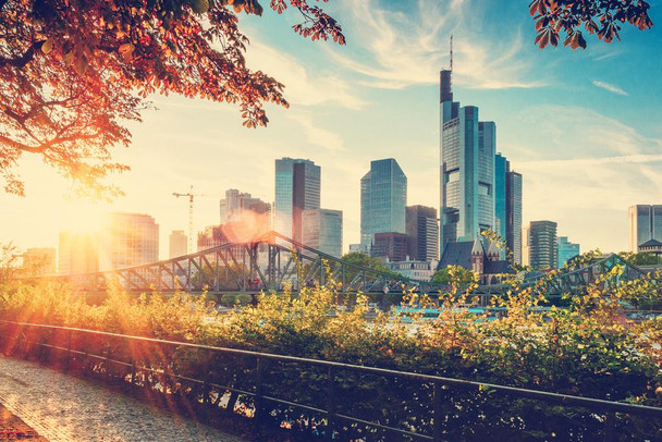 Frankfurt Germany Am Main Building Skyline Photo Stretched Canvas Wall Art 16x24 inch