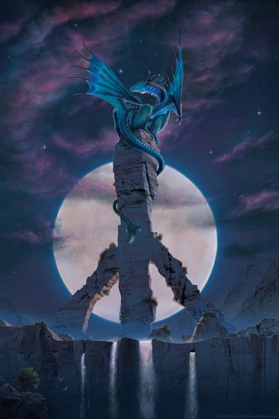 Peace Dragon Moon by Vincent Hie Cool Wall Art Print Poster 12x18