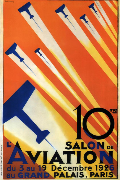 Salon Aviation 1925 Grand Palais Paris France Vintage Travel Stretched Canvas Wall Art 16x24 inch