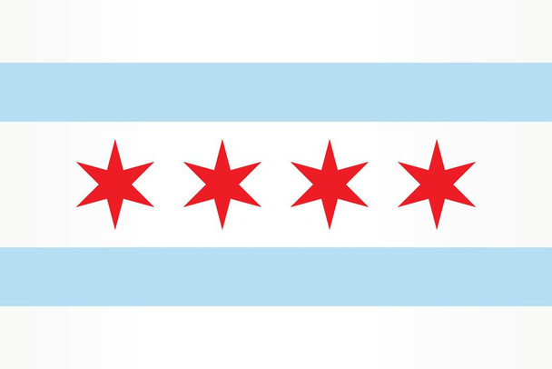 Chicago City Flag Stretched Canvas Wall Art 16x24 inch