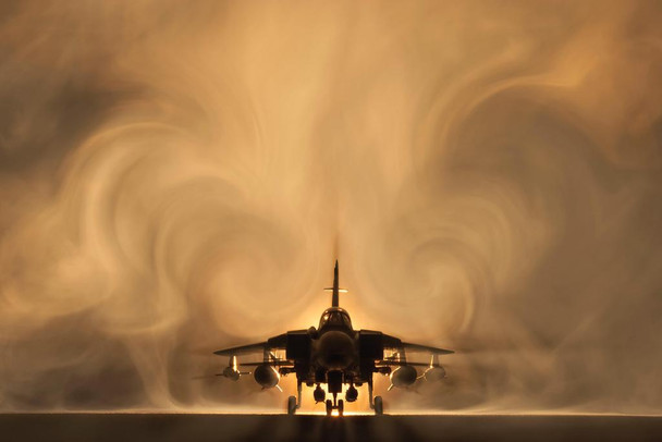 Panavia Tornado Combat Aircraft Warplane Backlit Smoke Photo Photograph Stretched Canvas Art Wall Decor 24x16
