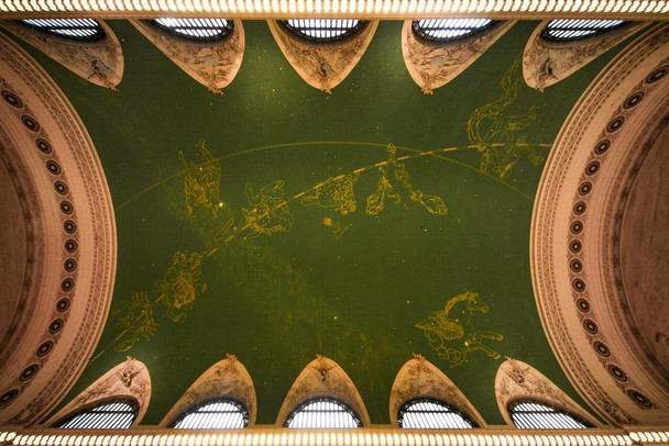Decorated Ceiling Grand Central Station New York Photo Print Stretched Canvas Wall Art 24x16 inch