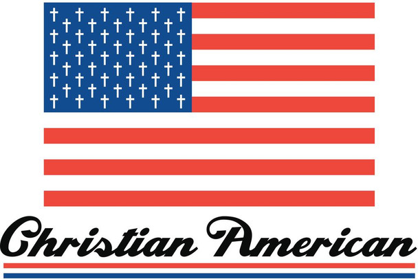 Christian American Flag Print Stretched Canvas Wall Art 24x16 inch