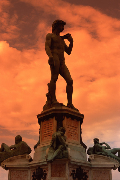 Statue of David in Michelangelo Square Florence Photo Photograph Cool Wall Decor Art Print Poster 12x18