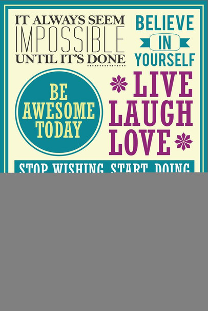 Motivational And Inspirational Quotes Collage Be Awesome Today Live Laugh Love Stretched Canvas Wall Art 16x24 inch