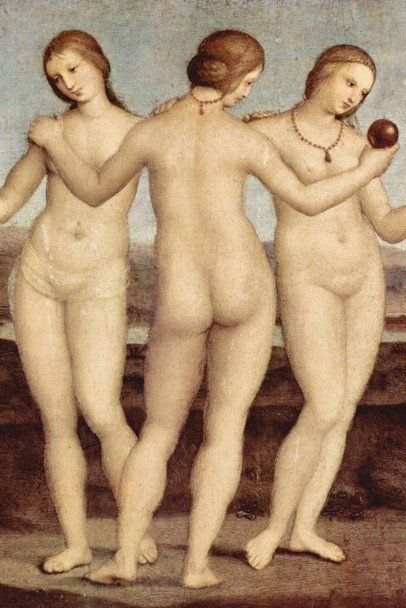 Raphael The Three Graces Women Realism Romantic Artwork Raffaello Prints Biblical Drawings Portrait Painting Wall Art Renaissance Posters Canvas Art Stretched Canvas Art Wall Decor 16x24