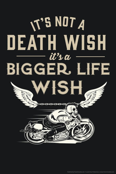 Its Not A Death Wish Its A Bigger Life Wish Retro Art Stretched Canvas Art Wall Decor 16x24