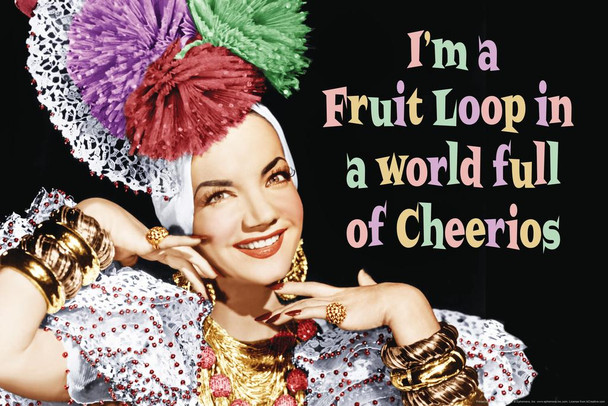 Im A Fruit Loop In a World Full of Cheerios Funny Retro Famous Motivational Inspirational Quote Stretched Canvas Wall Art 16x24 inch