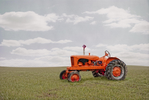 Vintage Allis Chalmers Orange Tractor in Field Photo Photograph Cool Wall Decor Art Print Poster 18x12