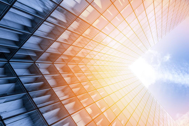 Windowed Skyscraper Sun Reflecting Artistic Photo Stretched Canvas Wall Art 16x24 inch