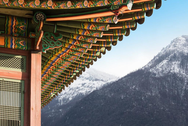 Traditional Korean Building South Korea Photography Stretched Canvas Wall Art 16x24 inch