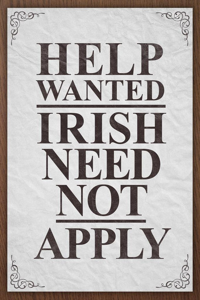 Help Wanted Irish Need Not Apply Vintage Sign Irish Pub Stretched Canvas Art Wall Decor 16x24