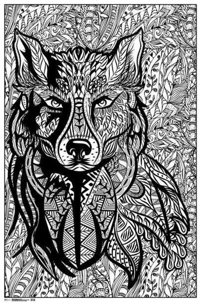 Ultimate Zen Wolf Art Print Coloring Poster