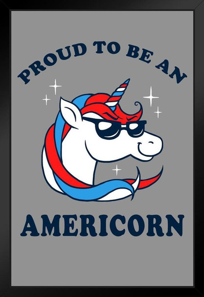 Proud To Be An Americorn Unicorn USA Art Print Stand or Hang Wood Frame Display Poster Print 9x13