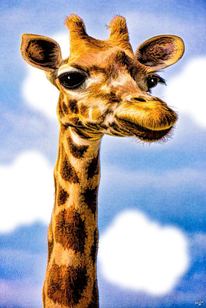 Gertrude Giraffe by Chris Lord Giraffe Poster Giraffe Wall Art Giraffe Pictures for Wall Giraffe Decor Giraffe Standing Safari Wall Pictures Cute Prints for Wall Stretched Canvas Art Wall Decor 16x24