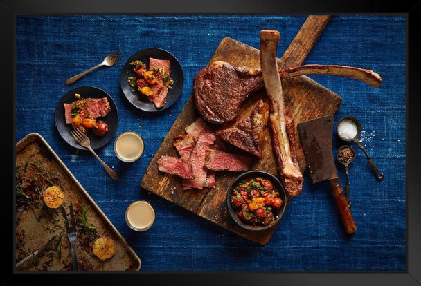 Tomahawk Steak Meat BBQ Lovers Photo Photograph Art Print Stand or Hang Wood Frame Display Poster Print 13x9