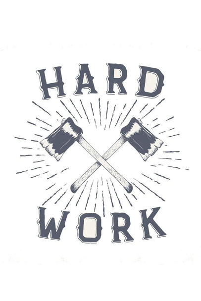 Hard Work Crossed Axes Print Stretched Canvas Wall Art 16x24 inch