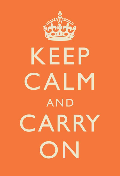 Keep Calm Carry On Motivational Inspirational WWII British Morale Orange Stretched Canvas Art Wall Decor 16x24