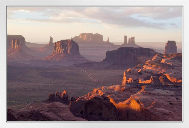 The Hunts Mesa Rock Formation Monument Valley Photo Photograph White Wood Framed Poster 20x14