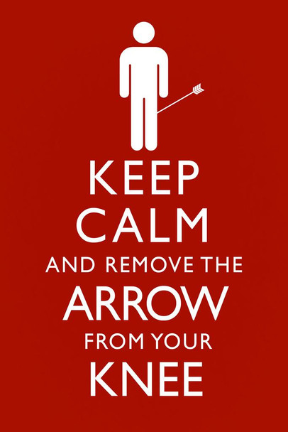 Keep Calm And Remove The Arrow From Your Knee Funny Stretched Canvas Wall Art 16x24 inch