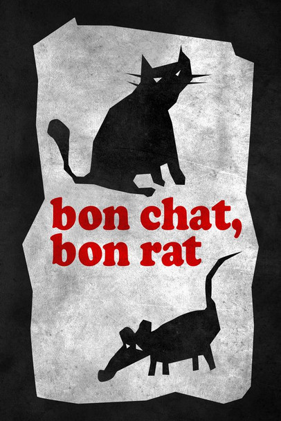 Bon Chat Bon Rat Tit for Tat Vintage Illustration Cat Poster Funny Wall Posters Kitten Posters for Wall Funny Cat Poster Inspirational Cat Poster Stretched Canvas Art Wall Decor 16x24