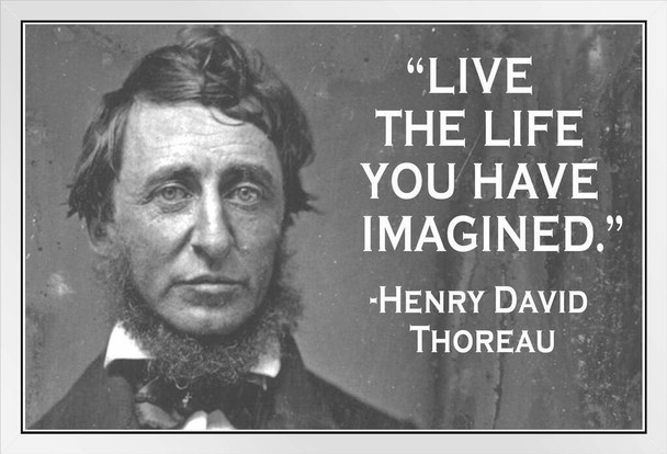 Live The Life You Have Imagined Henry David Thoreau Famous Motivational Inspirational Quote White Wood Framed Poster 20x14