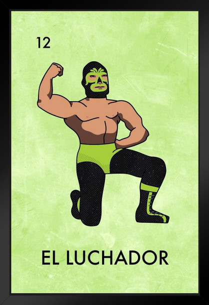 El Luchador Mexican Lottery Parody Mask Wrestler Mexican Wrestling Lucha Libre Matted Framed Wall Decor Art Print 20x26