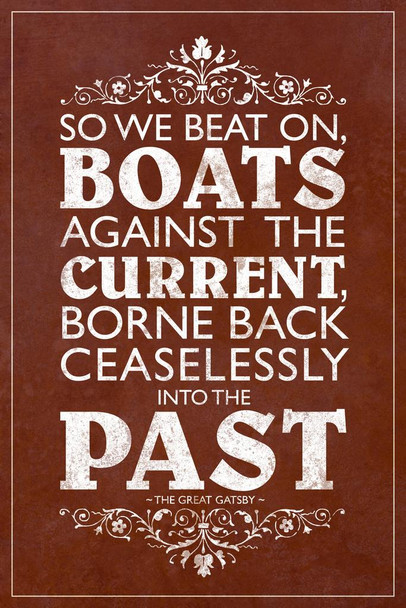 The Great Gatsby So We Beat On Boats Against The Current Red Stretched Canvas Wall Art 16x24 inch
