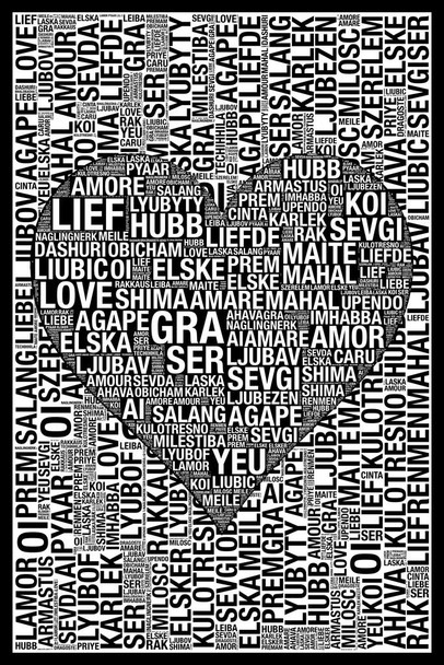 Words Love Black Stretched Canvas Wall Art 16x24 inch