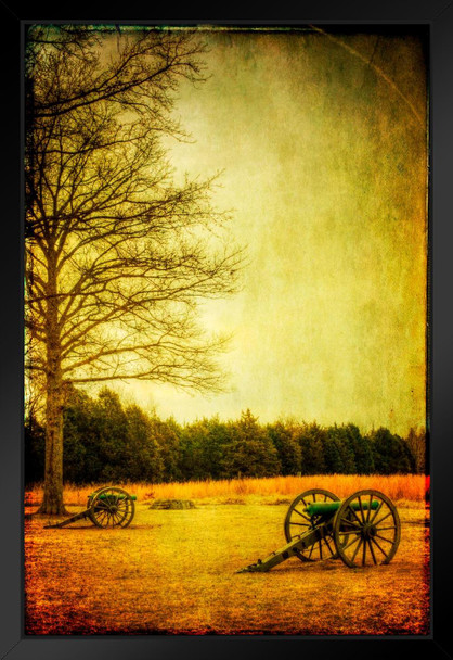 Civil War Cannons at Sunset Photo Photograph American History Stones River Battlefield Murfreesboro Union Army Black Wood Framed Poster 20x14