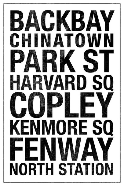 Subway Boston White Stretched Canvas Wall Art 16x24 inch